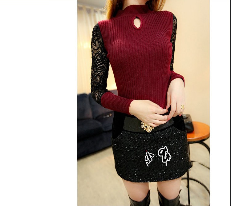 Lace Sleeve Blouse BL2427 Red