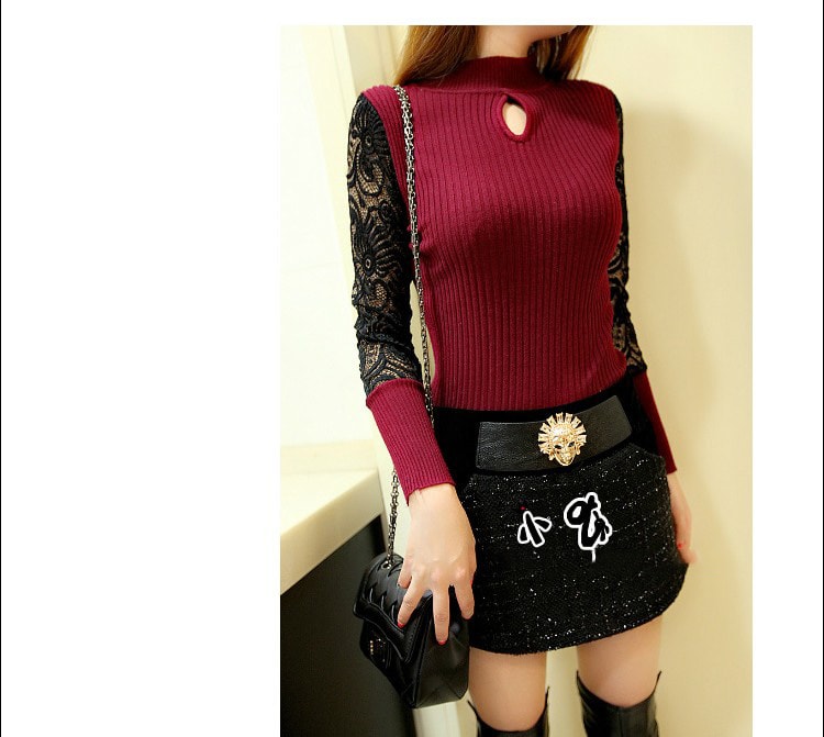 Lace Sleeve Blouse BL2427 Red