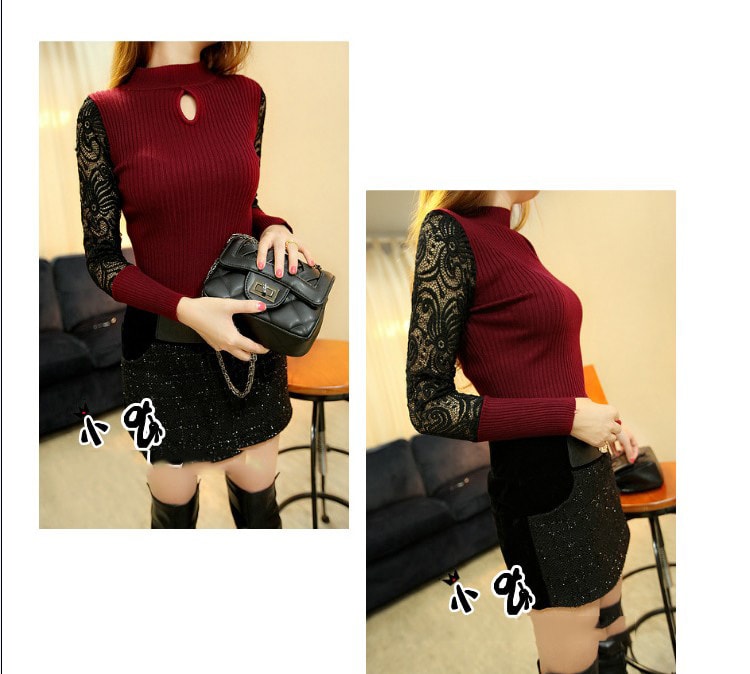 Lace Sleeve Blouse BL2427 Red