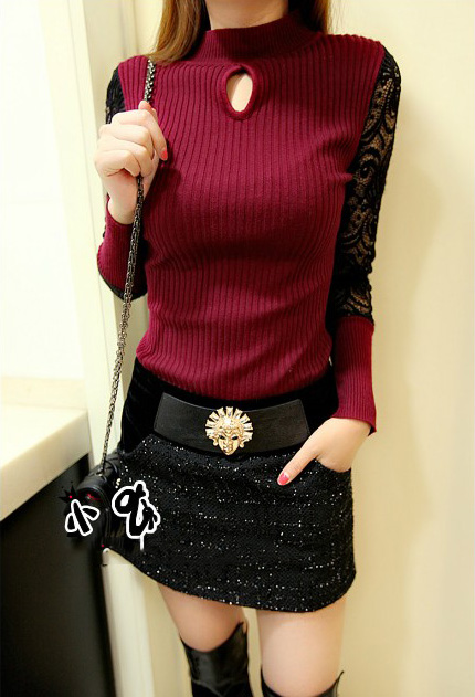 Lace Sleeve Blouse BL2427 Red