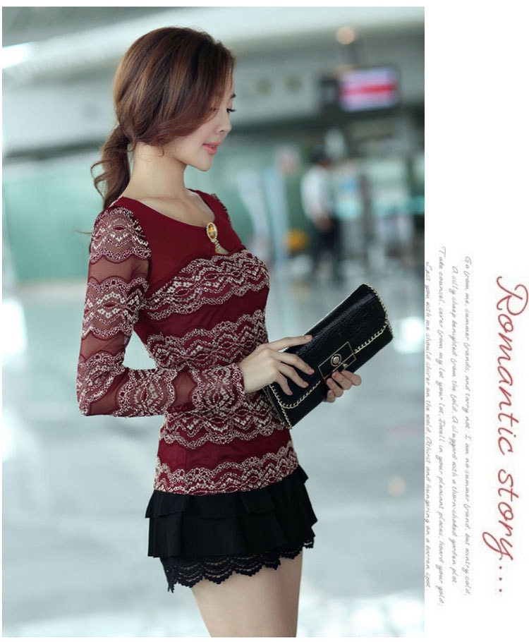 Lace Blouse BL2483 Red Wine