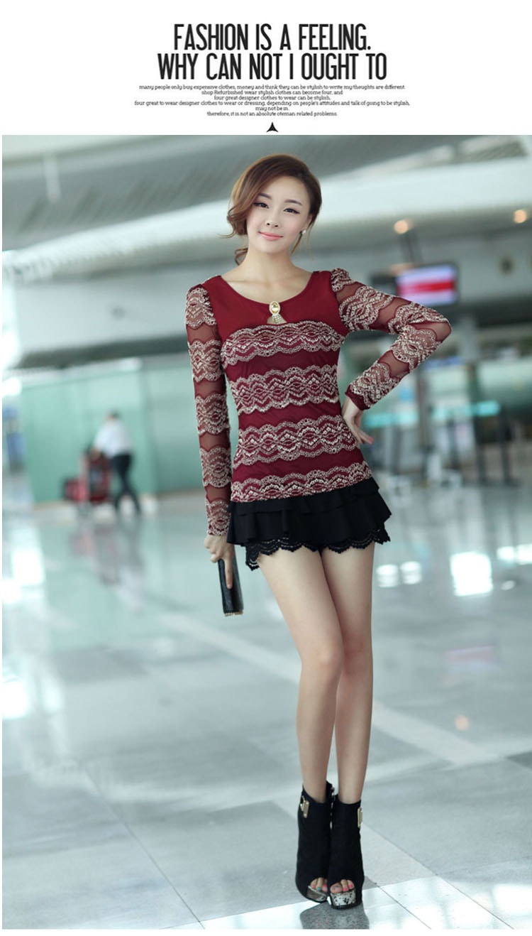 Lace Blouse BL2483 Red Wine