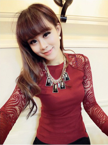 Lace Blouse BL2486 Red