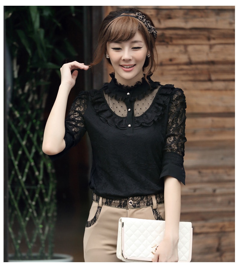 Lace Blouse BL2492 Black