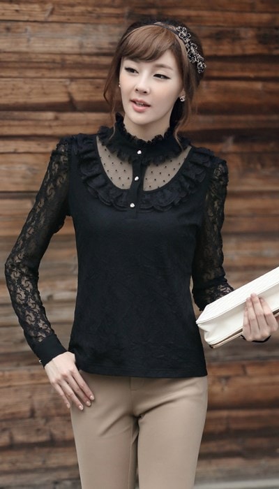 Lace Blouse BL2492 Black