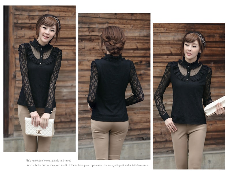 Lace Blouse BL2492 Black