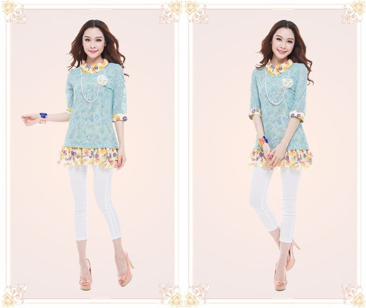 Mesh Blouse BL2515 Blue