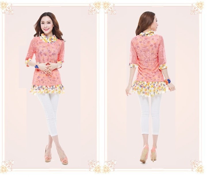 Mesh Blouse BL2516 Pink