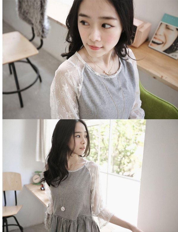 Lace Blouse BL2518 Grey