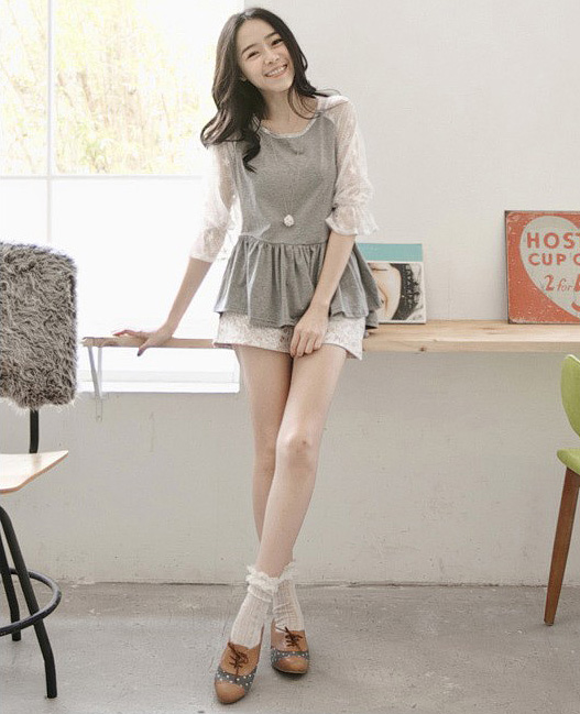 Lace Blouse BL2518 Grey