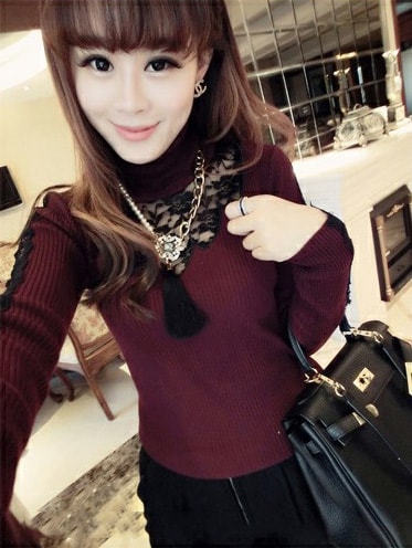 Lace Blouse BL2526 Red Wine