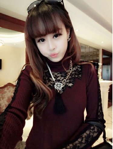 Lace Blouse BL2526 Red Wine