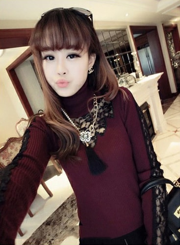 Lace Blouse BL2526 Red Wine