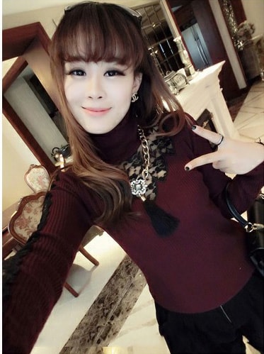 Lace Blouse BL2526 Red Wine