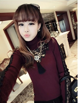 Lace Blouse BL2526 Red Wine