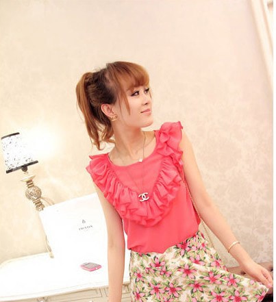 Chiffon Blouse BL2579 Pink