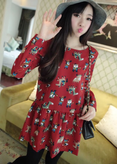 Thick Chiffon Blouse BL2592 Red