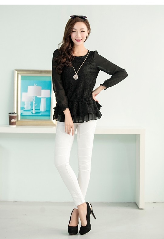 Blouse BL2618 Black + Necklace