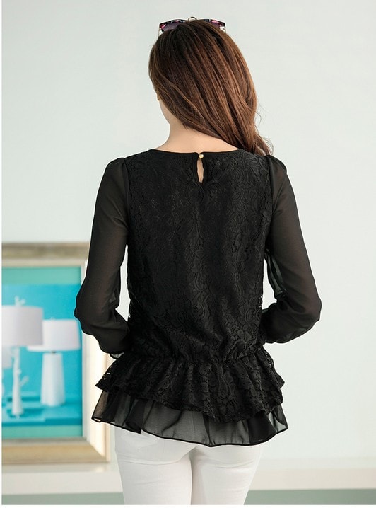 Blouse BL2618 Black + Necklace