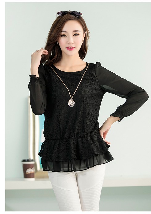 Blouse BL2618 Black + Necklace