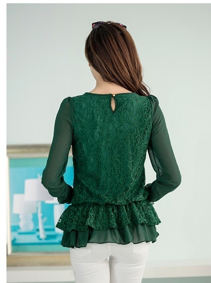 Blouse BL2619 Green + Necklace