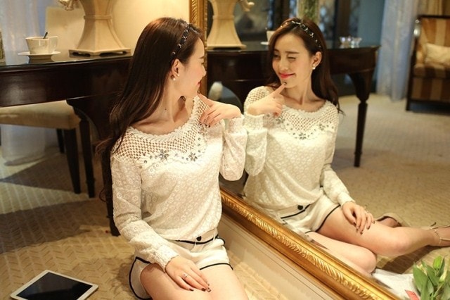 Mesh Blouse BL2649 White