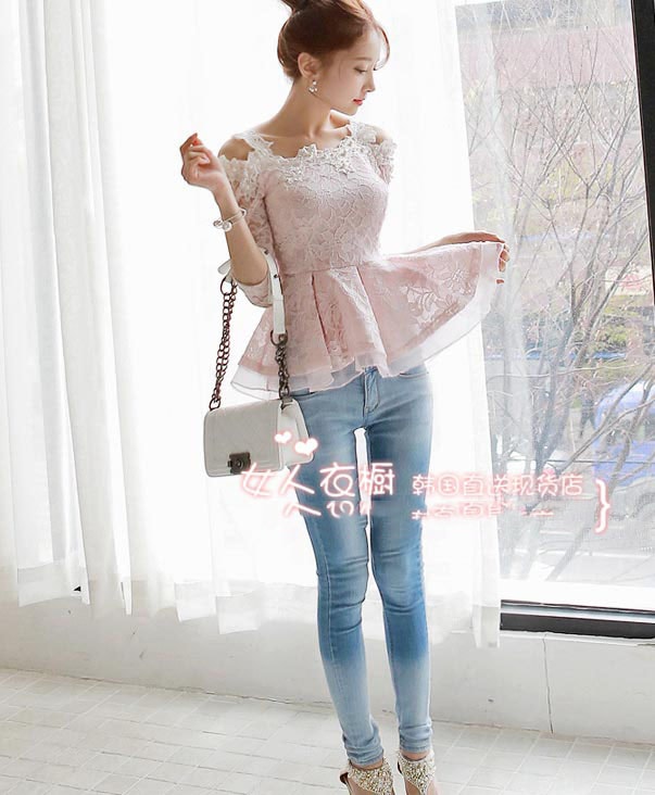 Lace Blouse BL2668 Pink Cream