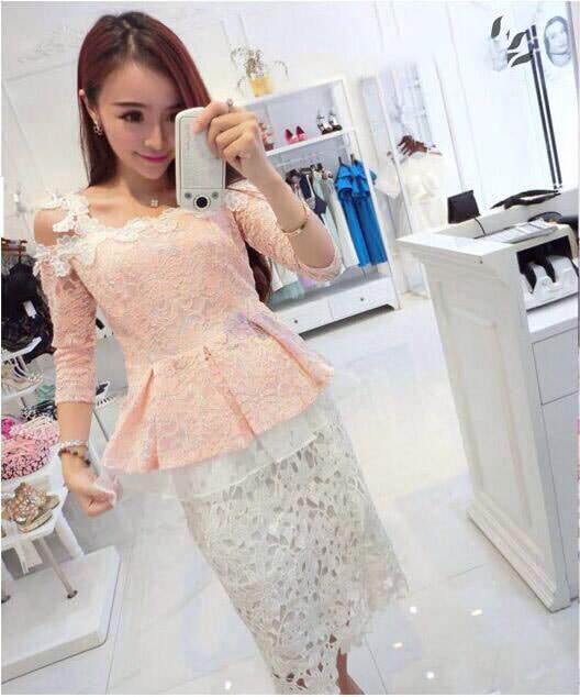 Lace Blouse BL2668 Pink Cream