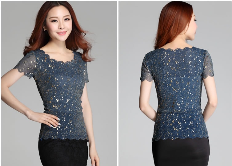 Mesh Blouse BL2670 Blue