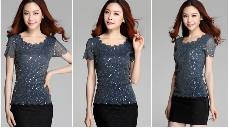 Mesh Blouse BL2670 Blue