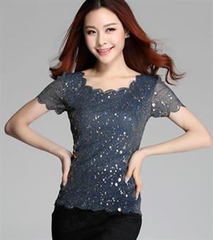 Mesh Blouse BL2670 Blue