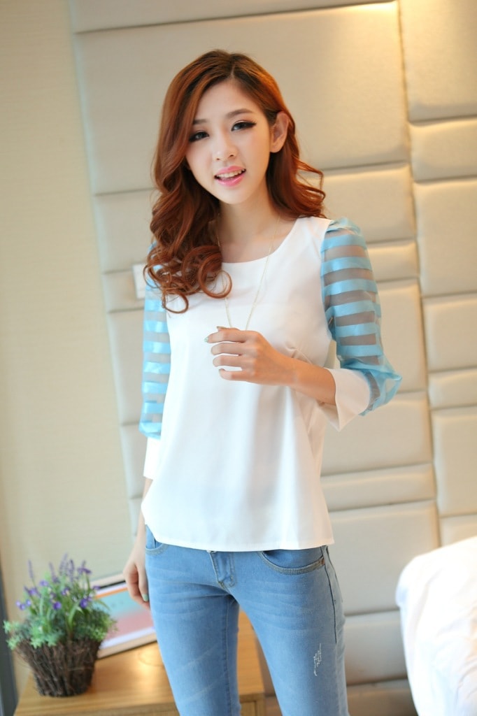 Organza Blouse BL2675 Blue