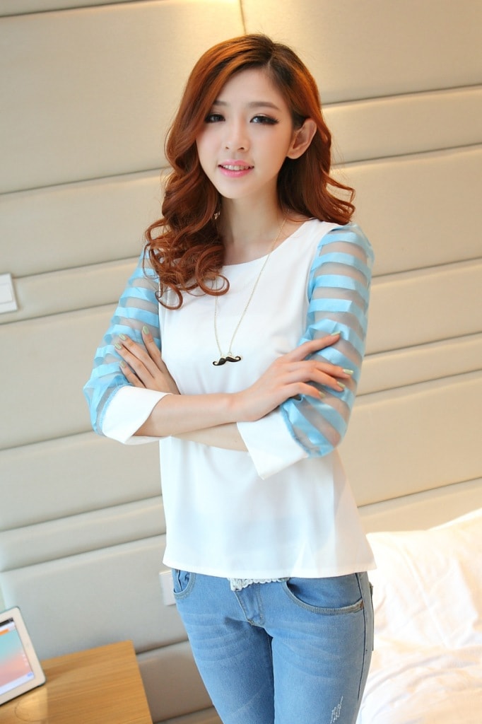 Organza Blouse BL2675 Blue