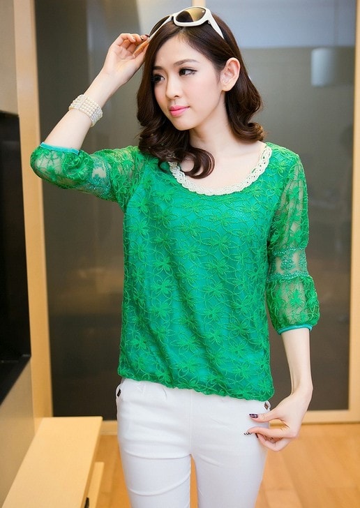 Organza Blouse BL2713 Green