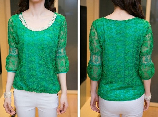 Organza Blouse BL2713 Green