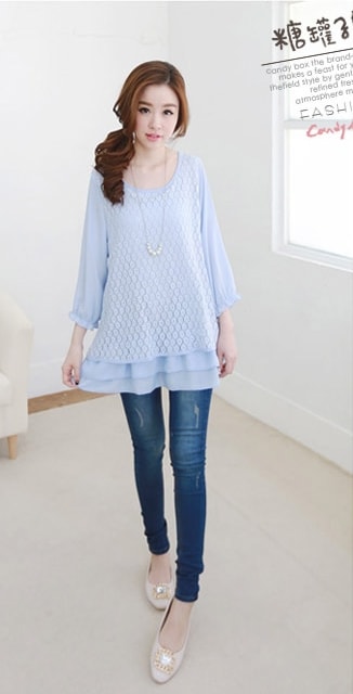 Lace Blouse BL2776 Blue