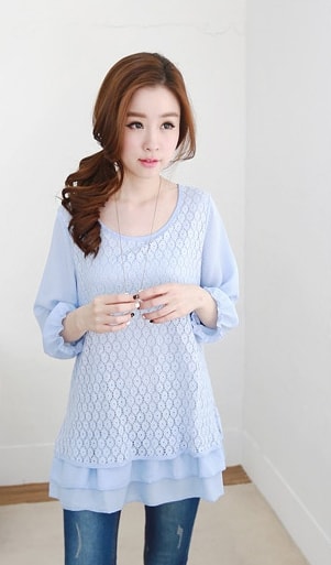 Lace Blouse BL2776 Blue