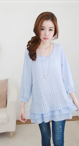 Lace Blouse BL2776 Blue