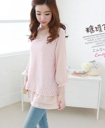 Lace Blouse BL2777 Pink