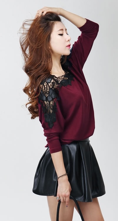 Crochet Blouse BL2781 Red Wine