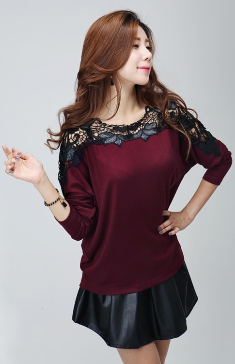 Crochet Blouse BL2781 Red Wine