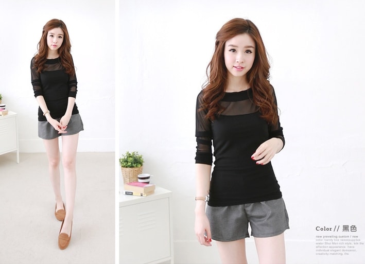 Mesh Blouse BL2831 Black