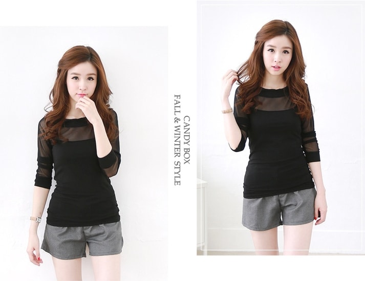 Mesh Blouse BL2831 Black