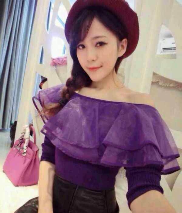 Ruffle Blouse BL2839 Purple