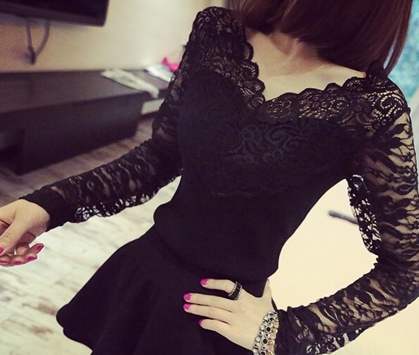 Lace Blouse BL2848 Black