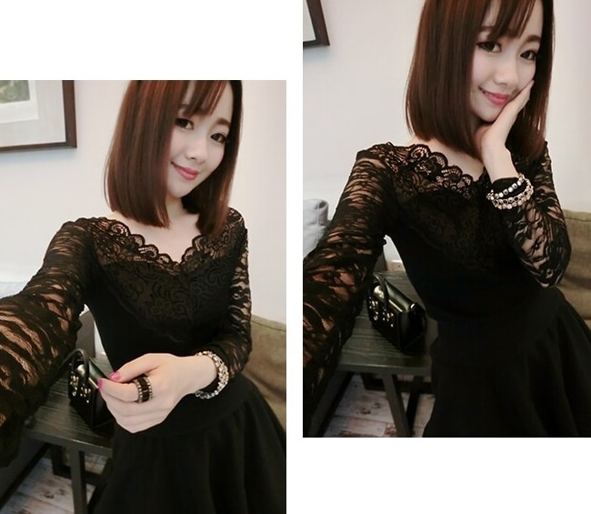 Lace Blouse BL2848 Black