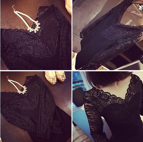 Lace Blouse BL2848 Black