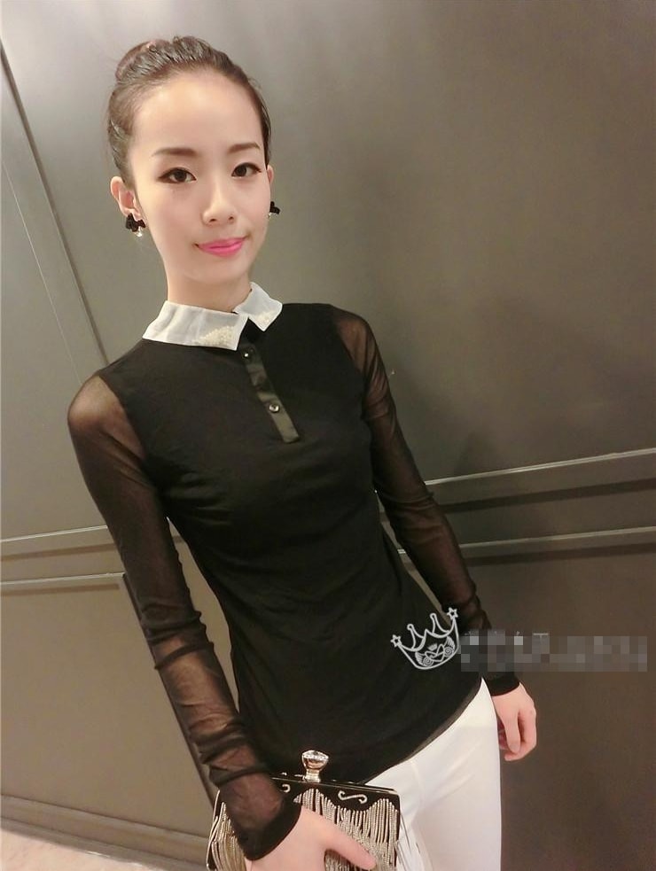 Mesh Blouse BL2857 Black