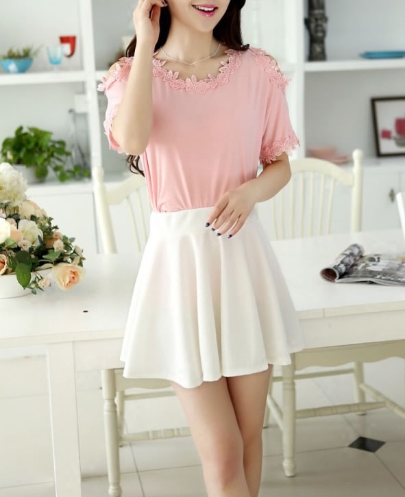 Lace Blouse BL2876 Pink