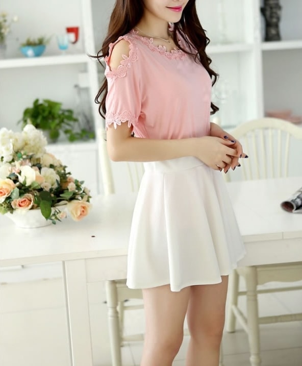 Lace Blouse BL2876 Pink